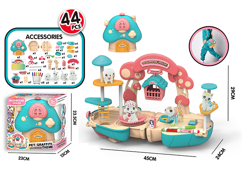 Mushroom House Messenger Bag Pet Graffiti Theme 44pcs
