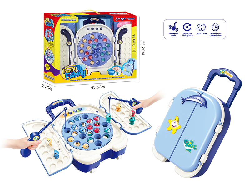Cartoon Suitcase Electric Fishing Game(Blue)