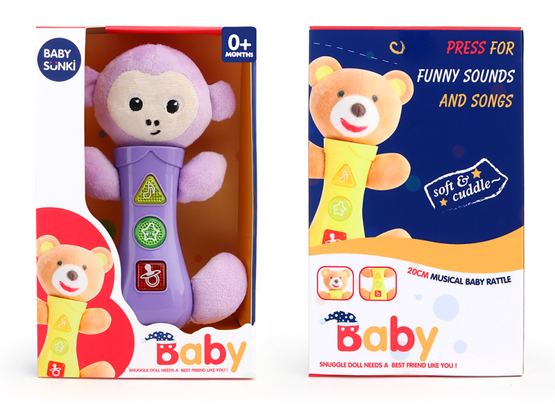 Plush Monkey Baby Rattle With Light And Music