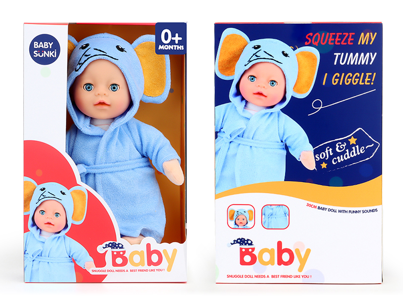 Plush Soothe Elephant Bathrobe Baby Doll With Laughter