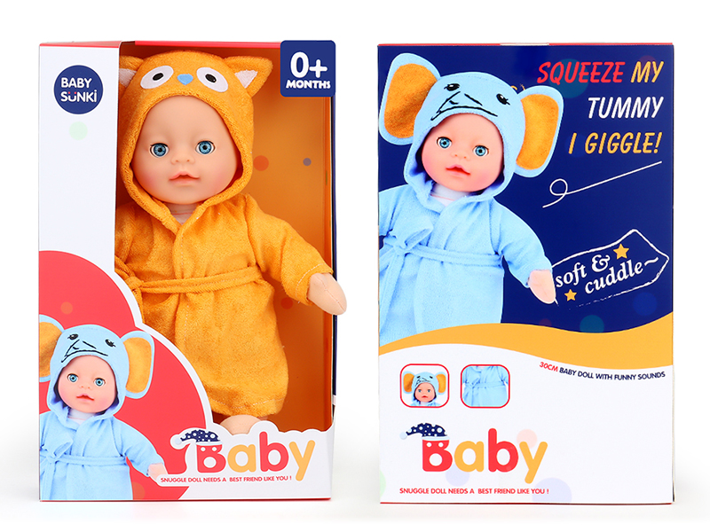 Plush Soothe Owl Bathrobe Baby Doll With Laughter