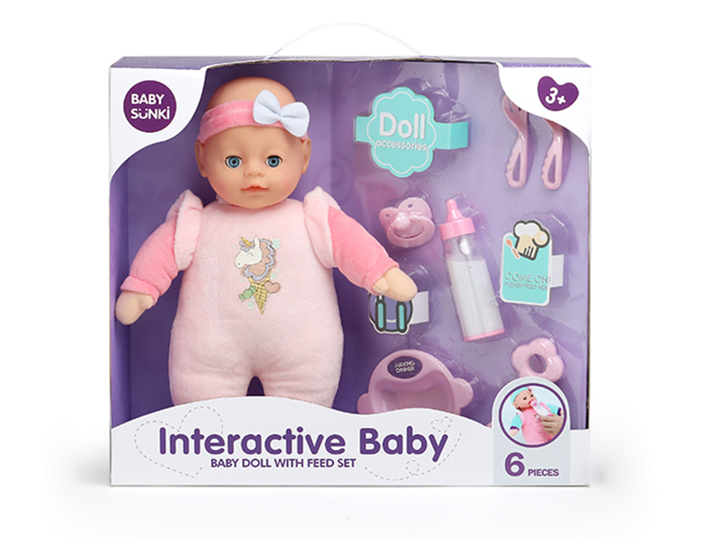Cartoon Baby Doll With Tableware Set