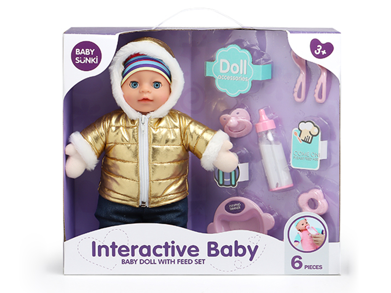 Cartoon Baby Doll With Tableware Set