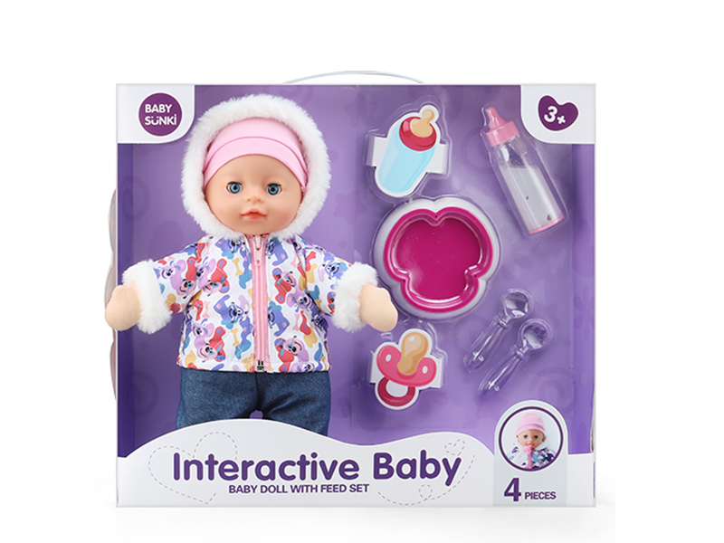 Cartoon Baby Doll With Tableware Set