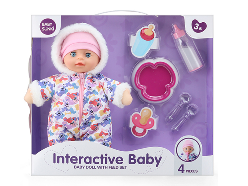 Cartoon Baby Doll With Tableware Set