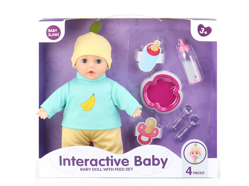 Cartoon Baby Doll With Tableware Set