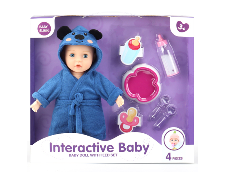 Cartoon Baby Doll With Tableware Set