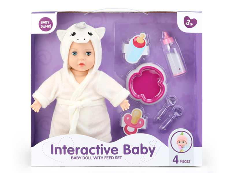 Cartoon Baby Doll With Tableware Set