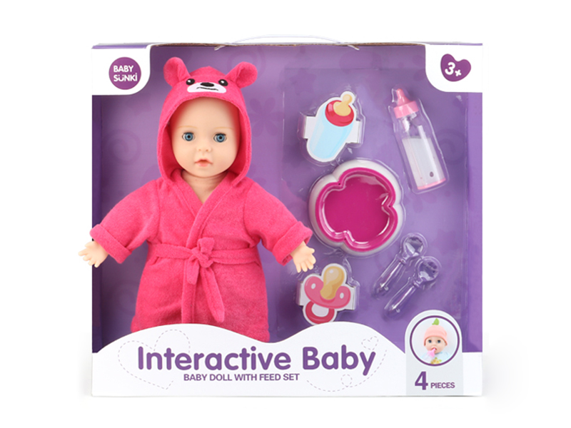 Cartoon Baby Doll With Tableware Set