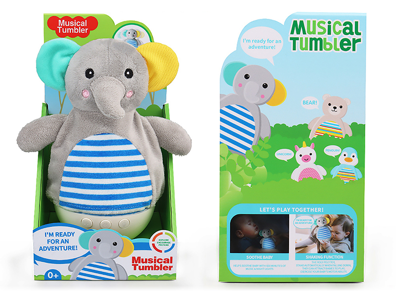 Plush Elephant Tumbler With Light And Music