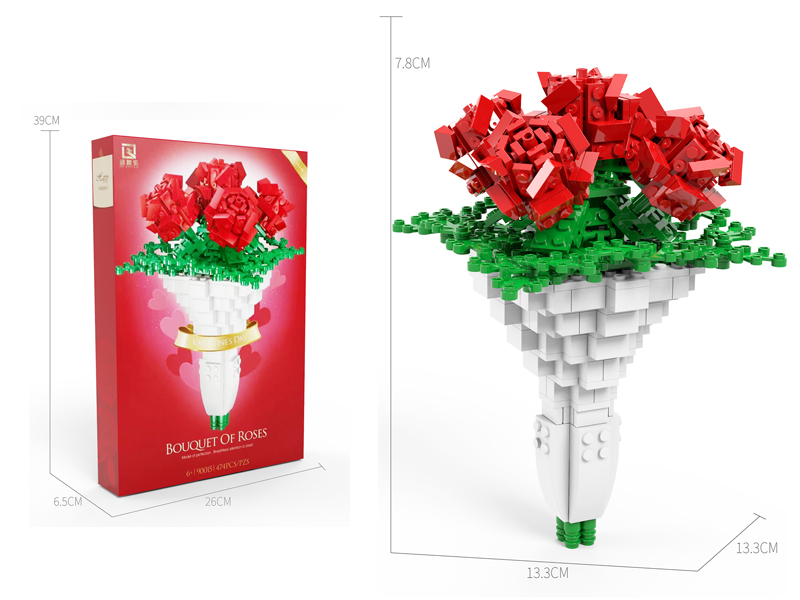 Valentine's Day Bouquet Of Roses Building Blocks 474PCS