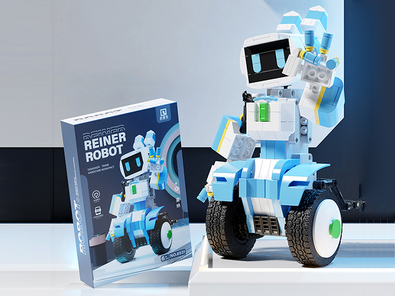Blue Reiner Robot Building Blocks - Remote Control Version Without APP 420PCS