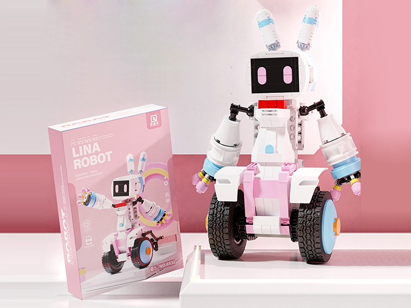 Pink Reiner Robot Building Blocks - Remote Control Version Without APP 374PCS