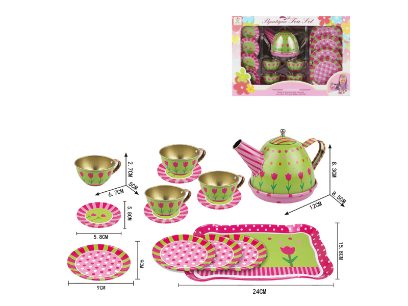 Tinplate Rose Tea Set