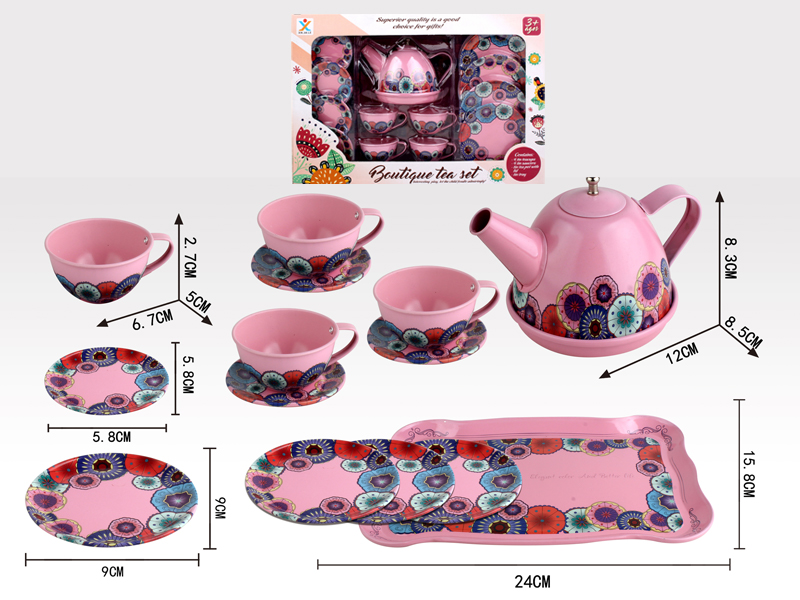 Tinplate Solid Color Classic Flower Tea Set