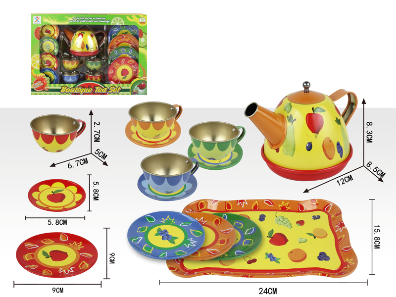 Tinplate Old Fruit Flower Tea Set
