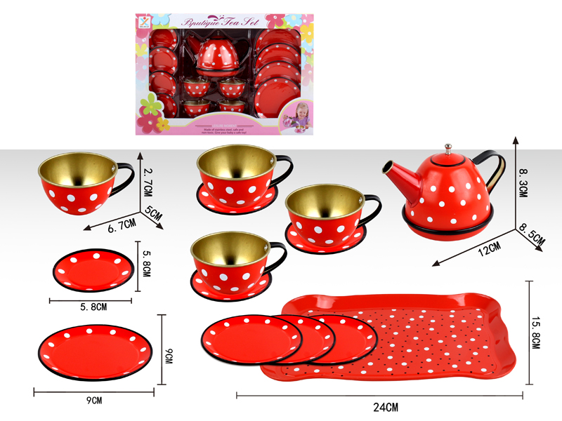 Tinplate Red Dot Tea Set