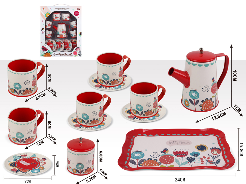 Tinplate High Pot Big Saffron Tea Set