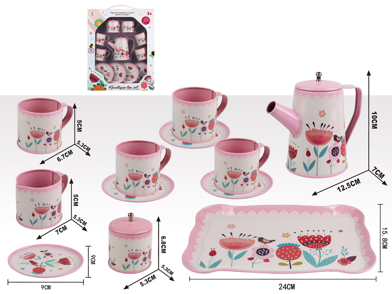 Tinplate High Pot Big Saffron Tea Set