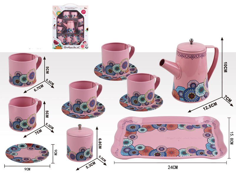 Tinplate High Pot Solid Color Flower Tea Set