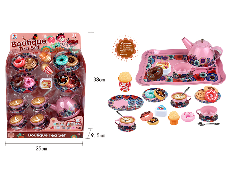 Tinplate Alloy Solid Color Flower Tea Set
