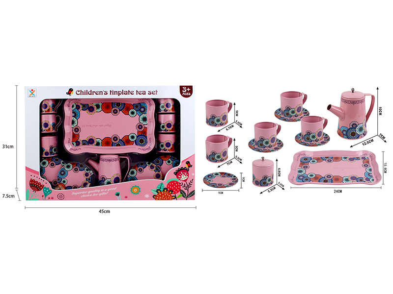 Tinplate High Pot Solid Color Flower Tea Set
