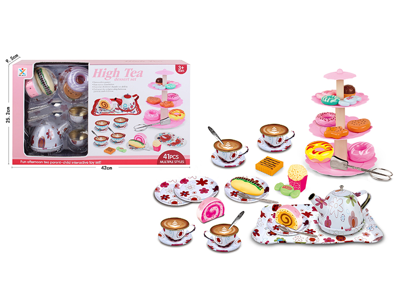 Tinplate Baidihua Tea Set + Dessert Toys