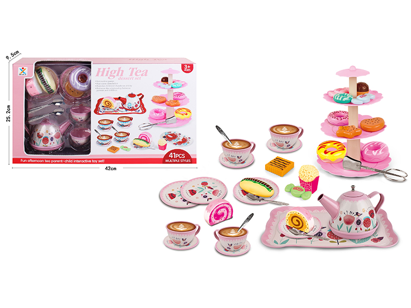 Tinplate Double-Sided Powder Tea Set + Dessert Toys