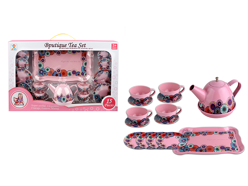 Tinplate Solid Color Classic Flower Tea Set