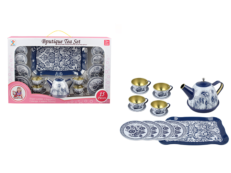 Tinplate Blue And White Porcelain Tea Set