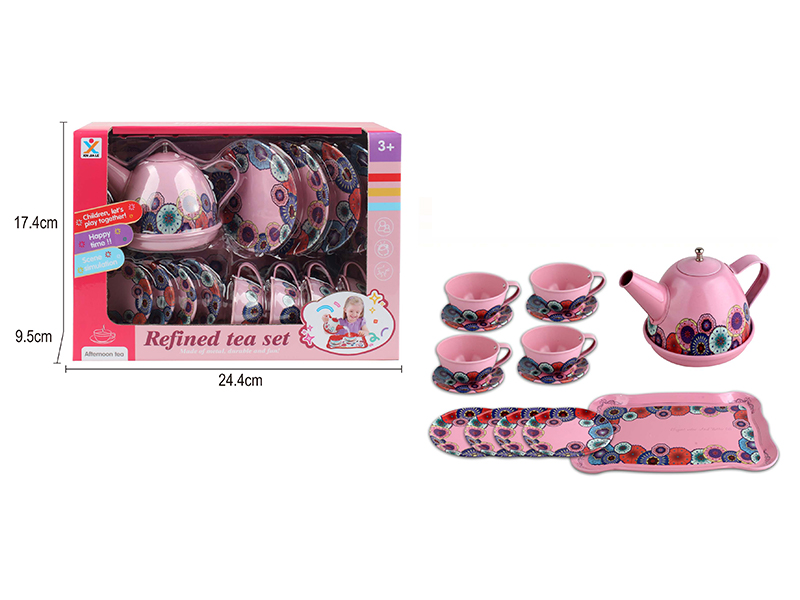 Tinplate Solid Color Classic Flower Tea Set