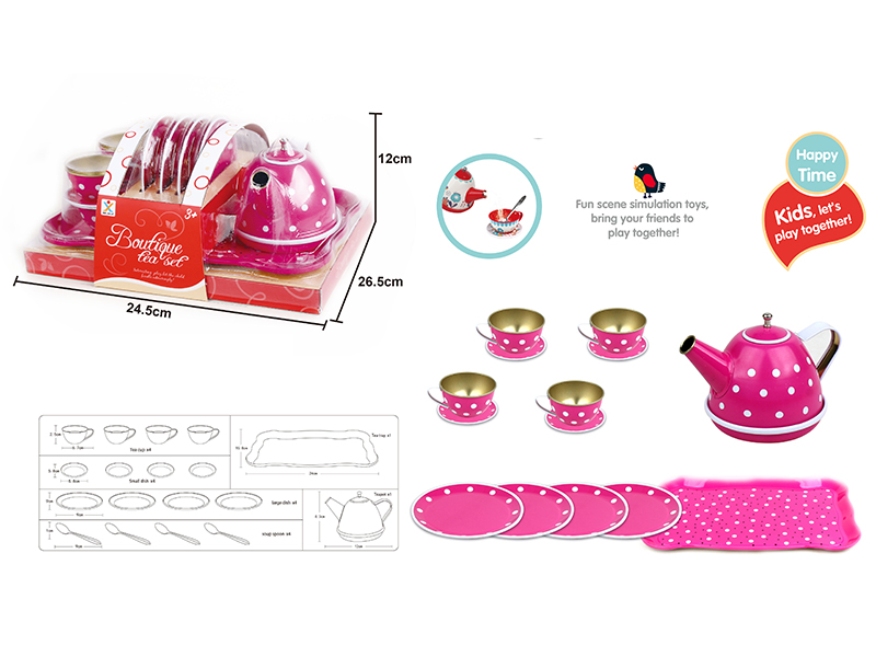 Tinplate Pink Dot Tea Set