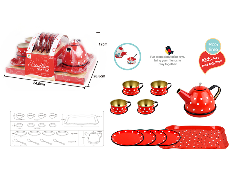 Tinplate Red Dot Tea Set