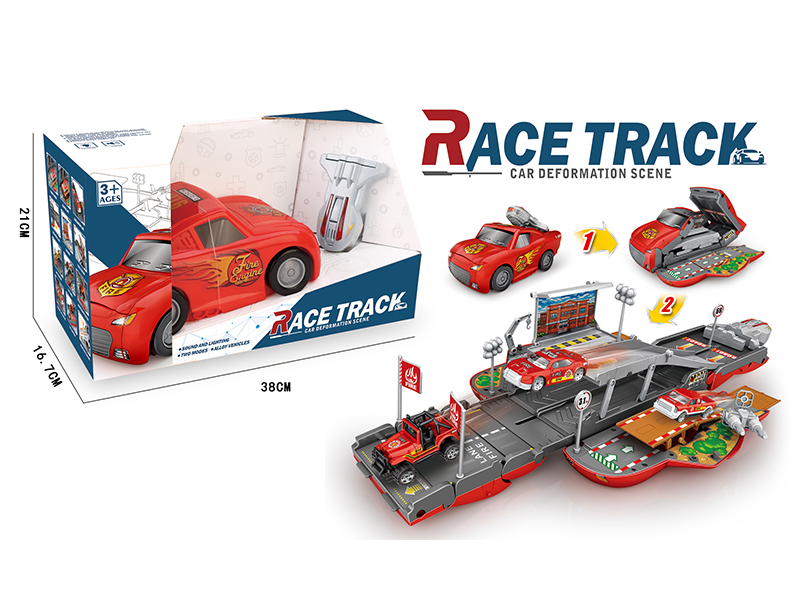 Fire Fighting Alloy Light Music Ejection Match Track Deformation Car