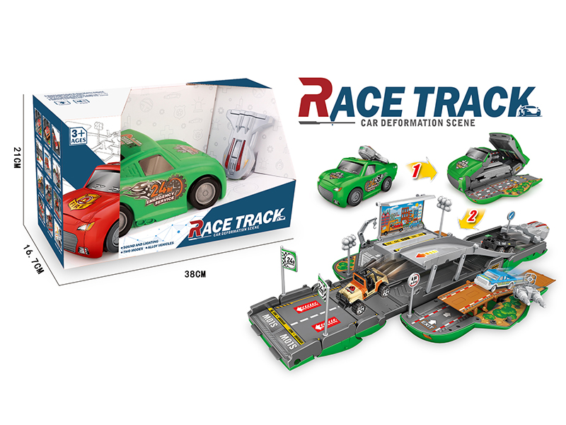 City Alloy Light Music Catapult Race Track Deformation Car