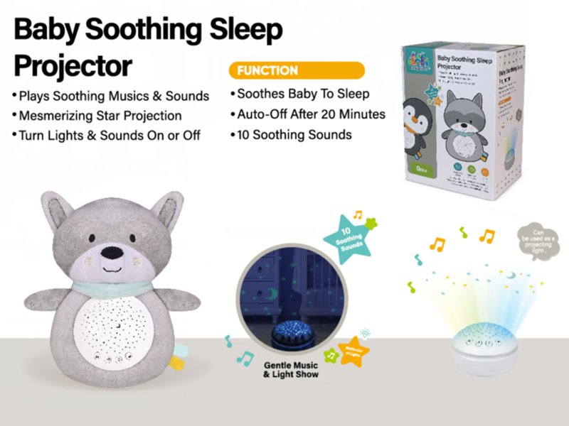 Baby Soothing Sleep Projector Raccoon (Light And Music)