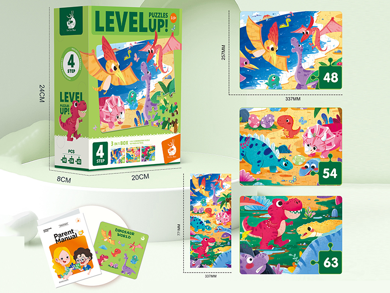 4 Stage 3 In 1 Dinosaur Age Puzzles