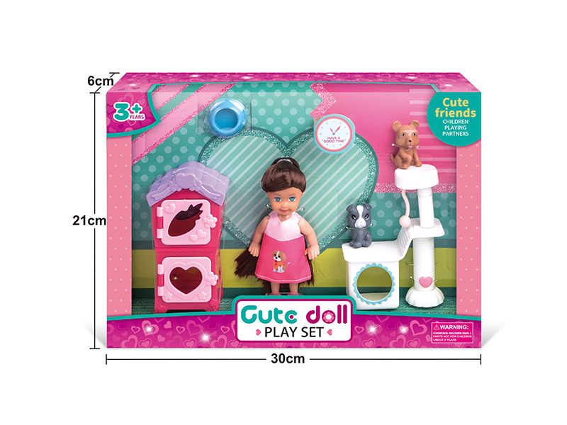 4.5 Inch Doll Pet House Set