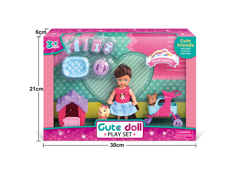 4.5 Inch Dolly Pet House Cart Set