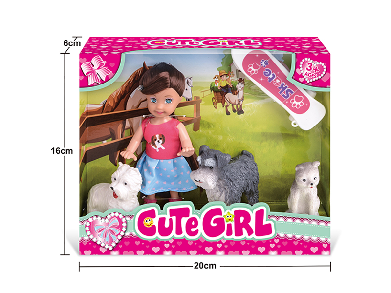 Doll With 3 Pet Scooter Sets