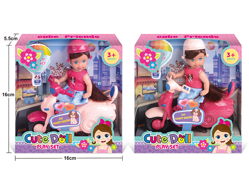 4.5 Inch Doll Motorcycle Set With A Ride
