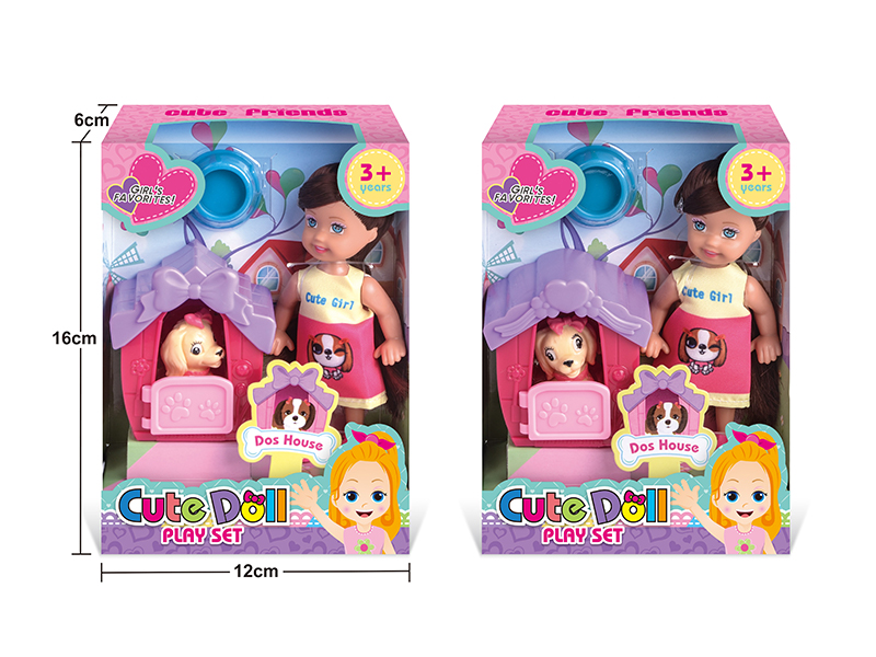 4.5 Inch Doll With Dog House Pet