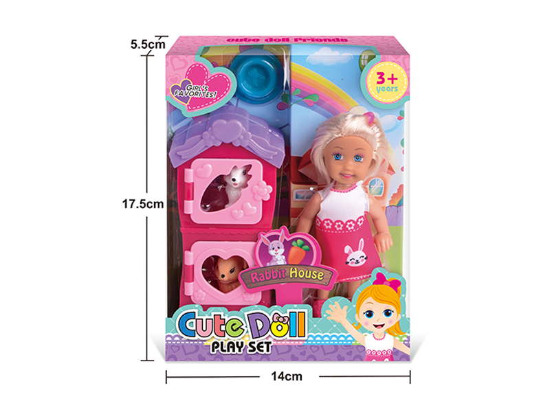 4.5 Inch Doll With Rabbit House Suit