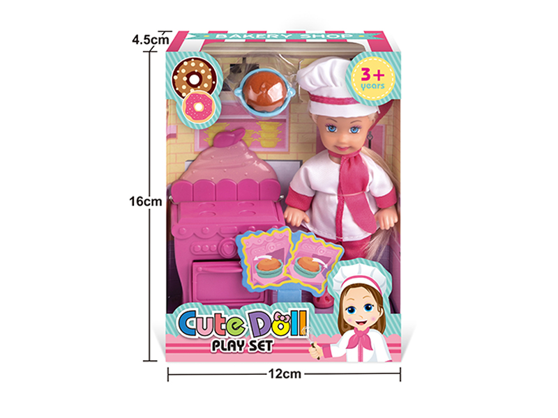 4.5 Inch Doll With Baking Table And Bread