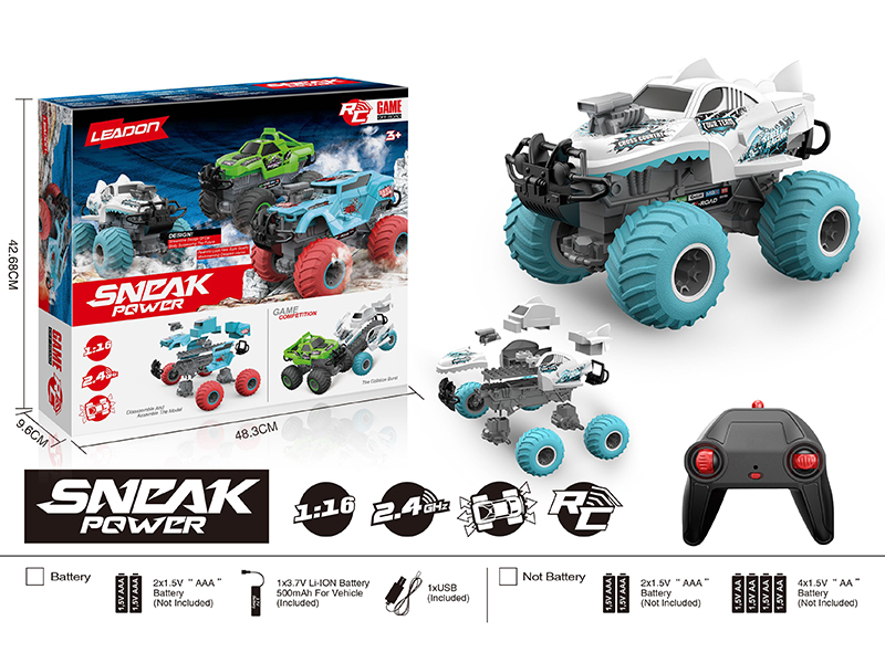 2.4G Remote Control 1:16 Building Block Assembly Big Wheel Off-Road Crash Car(Included Battery)