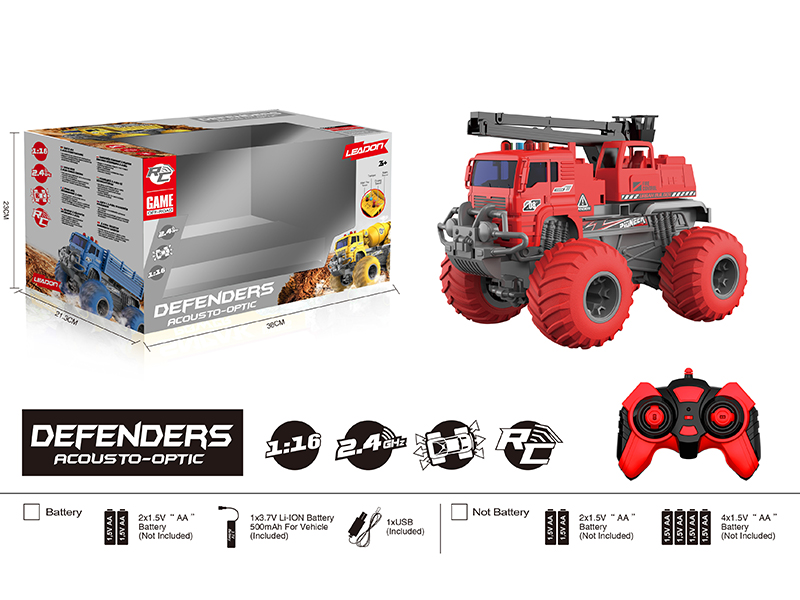 1:16 Remote Control Acousto-Optic Big Wheel Off-Road Fire Engine (Included Battery)