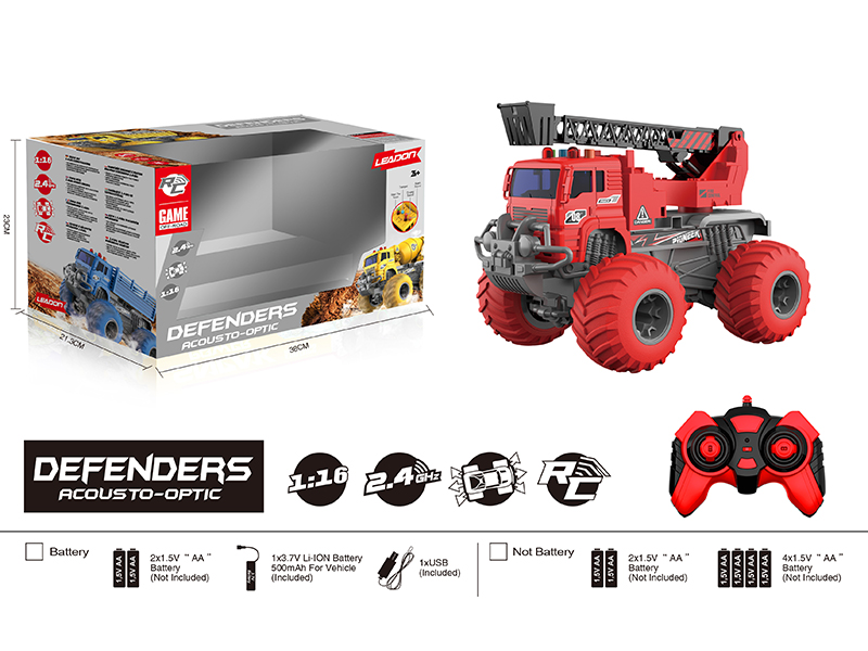 1:16 Remote Control Acousto-Optic Big Wheel Off-Road Fire Engine (Included Battery)