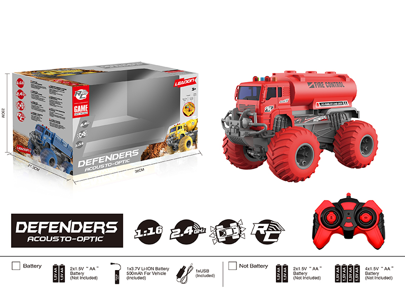 1:16 Remote Control Acousto-Optic Big Wheel Off-Road Fire Engine (Included Battery)