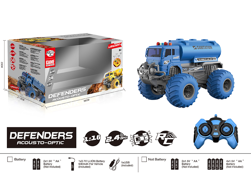 1:16 Remote Control Big Wheel Off-Road Acousto-Optic Sanitation Truck (Included Battery)