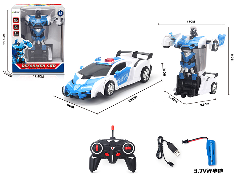 1:18 6CH Remote Control Lamborghini Police Car Deformation Robot